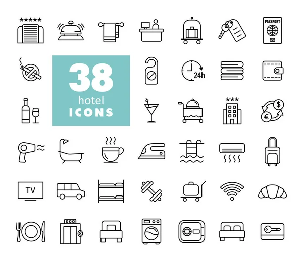 Hotel Vector Platte Pictogram Set Grafiek Symbool Voor Reizen Toerisme — Stockvector