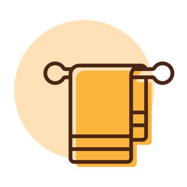 Havlu kanca vektör simgesinde. Otel tabelası. Seyahat ve turizm web sitesi ve uygulama tasarımı, logo, uygulama, UI için grafik sembolü