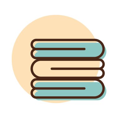 Katlanmış banyo havlusu ya da peçete vektör ikonu yığını. Otel tabelası. Seyahat ve turizm web sitesi ve uygulama tasarımı, logo, uygulama, UI için grafik sembolü