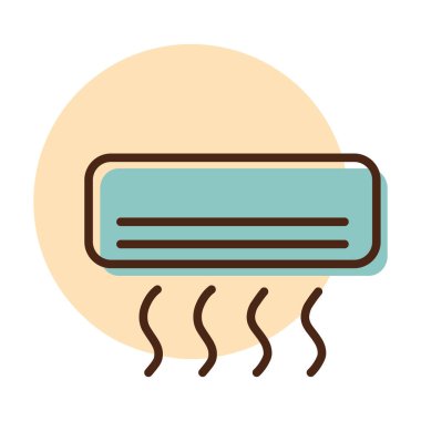 Bölünmüş sistem kliması düz vektör simgesi. Ev elektriği web sitesi ve uygulama tasarımı, logo, uygulama, UI için grafik sembolü