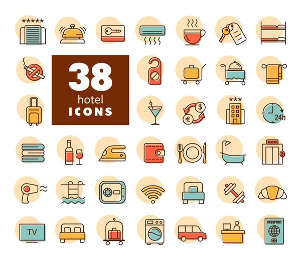 Hotel Vector Flat Icon Set Graph Symbol Travel Tourism Web — Stock Vector