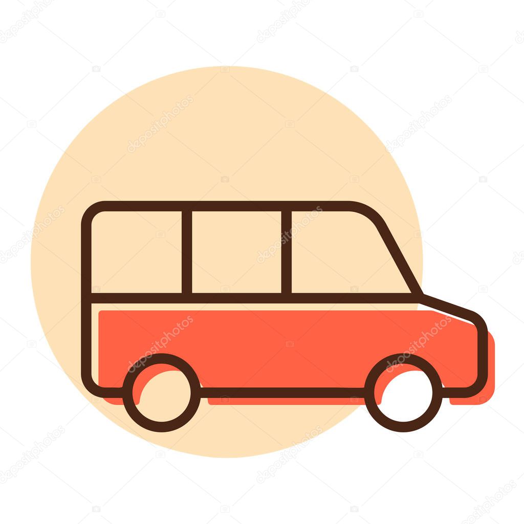 Airport shuttle minivan, shuttle bus vector icon. Graph symbol for travel and tourism web site and apps design, logo, app, UI