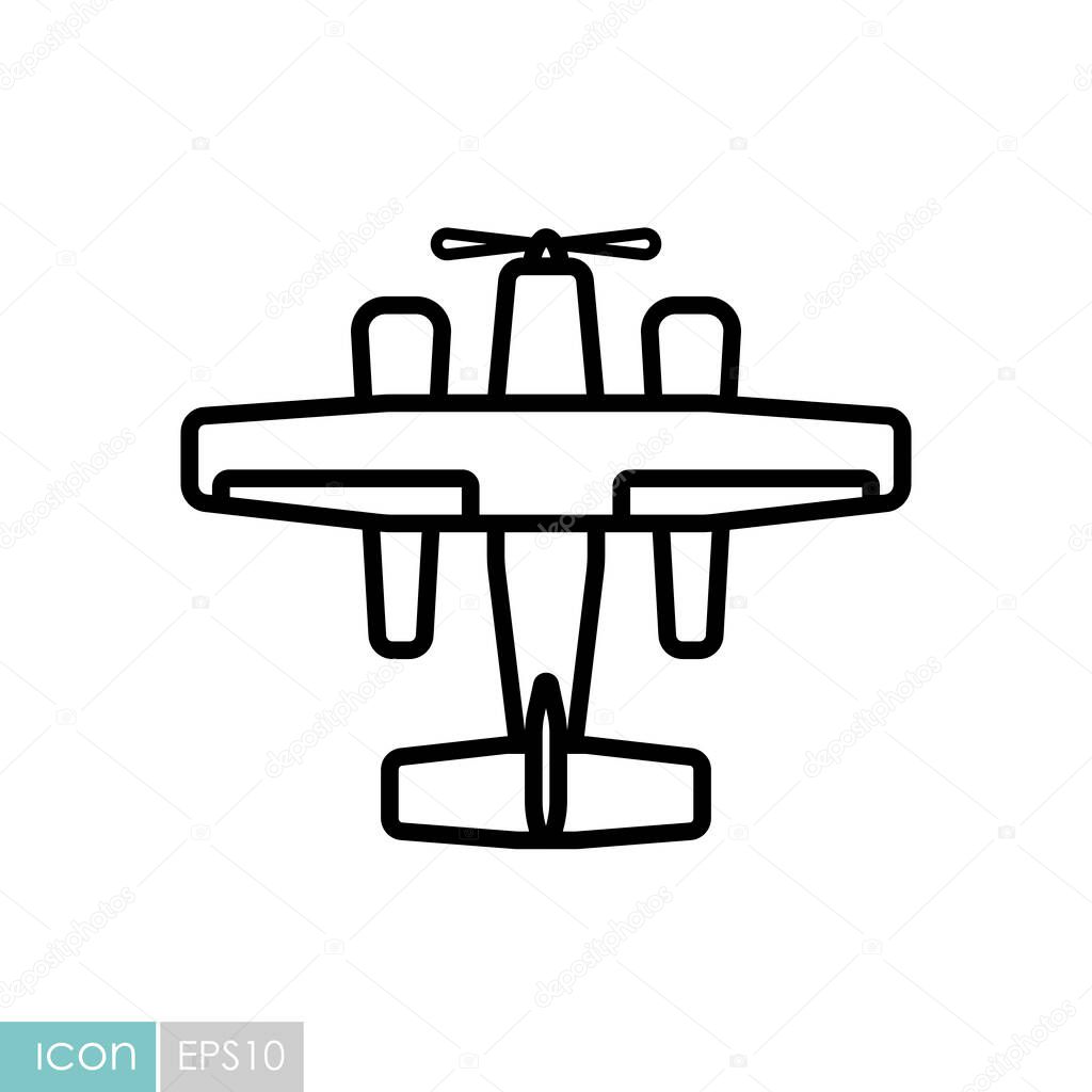 Small amphibian seaplane, plane flat vector icon. Graph symbol for travel and tourism web site and apps design, logo, app, UI