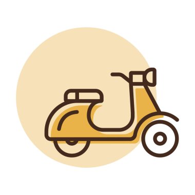 Scooter moped düz vektör ikonu. Seyahat ve turizm web sitesi ve uygulama tasarımı, logo, uygulama, UI için grafik sembolü