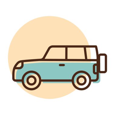 SUV düz vektör ikonu. Seyahat ve turizm web sitesi ve uygulama tasarımı, logo, uygulama, UI için grafik sembolü