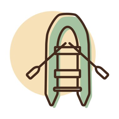 Şişirilebilir lastik bot düz vektör ikonu. Seyahat ve turizm web sitesi ve uygulama tasarımı, logo, uygulama, UI için grafik sembolü