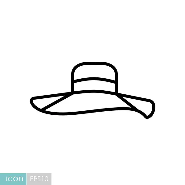 Mujer Icono Del Vector Sombrero Verano Sombrero Playa Chica Señal — Archivo Imágenes Vectoriales