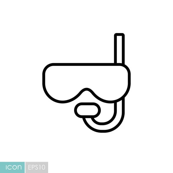 Máscara Buceo Con Snorkel Icono Vector Plano Señal Verano Símbolo — Vector de stock