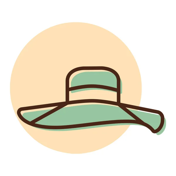 Mujer Icono Del Vector Sombrero Verano Sombrero Playa Chica Señal — Vector de stock