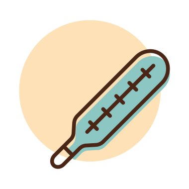 Merkür tıbbi termometre vektör ikonu. İlaç ve tıbbi destek işareti. Tıbbi web sitesi ve uygulama tasarımı için grafik sembolü, logo, uygulama, UI
