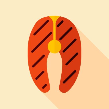 Somon eti vektör simgesi. Barbekü ve bbq ızgara tabelası. Yemek pişirme web sitesi ve uygulama tasarımı, logo, uygulama, UI için grafik sembolü