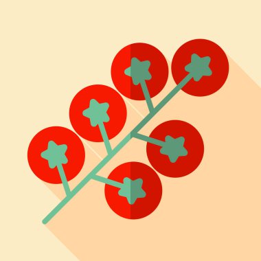 Kirazlı domates vektör ikonu. Barbekü ve bbq ızgara tabelası. Sebze. Yemek pişirme web sitesi ve uygulama tasarımı, logo, uygulama, UI için grafik sembolü