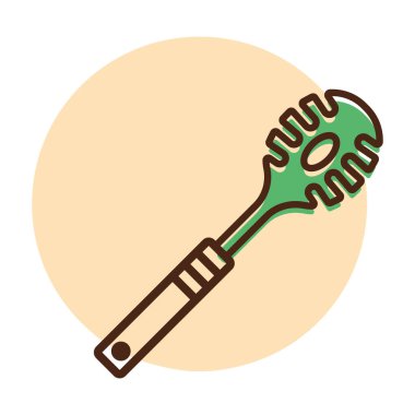 Mutfak eşyaları spagetti kaşığı vektör ikonu. Mutfak aletleri. Yemek pişirme web sitesi tasarımı, logo, uygulama, UI için grafik sembolü