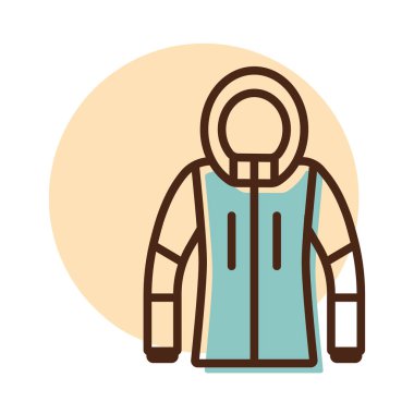 Kış Ceketi vektör simgesi. Kış işareti. Seyahat ve turizm web sitesi ve uygulama tasarımı, logo, uygulama, UI için grafik sembolü