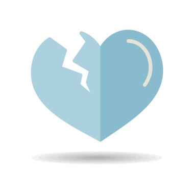 Kırık kalp simgesi. Sevgililer günü sembolü. Vektör çizim, romantizm unsurları. Etiket, yama, rozet, kart için evlilik, düğün