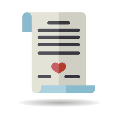 Marriage contract. Wedding certificate isolated icon. Vector illustration, romance elements. Sticker, patch, badge, card for marriage, valentine