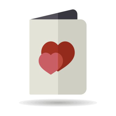 Greeting card with hearts icon. Valentine day symbol. Vector illustration, romance elements. Sticker, patch, badge, card for marriage, wedding