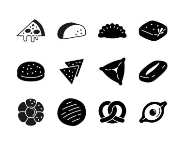 Farklı mutfaklardan çeşitli lezzetli ve tatlı yemek ve atıştırmalıkları temsil eden 12 adet siyah sembol. Pizza, taco ve geleneksel turtalar da dahil..
