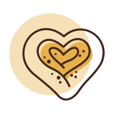 Lezzetli kalp şeklinde tatlı bir çöreğin kısmi renk dolgusu olan doğrusal bir simge. Sevgililer Günü, fırın ve romantik yemek kavramları için mükemmel..