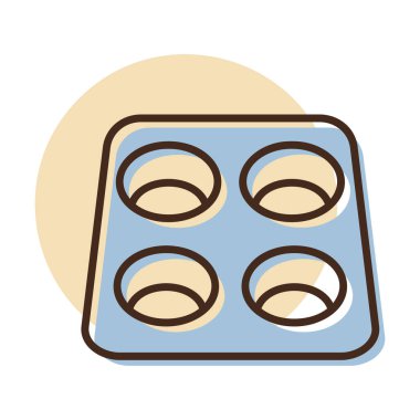 Kısmi renk dolgusu olan doğrusal bir simge kek ya da kek için klasik bir tava gösteriyor. Mutfak gereçleri ve yemek pişirmek için ideal..