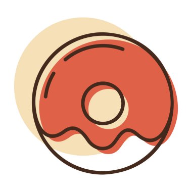 Kısmi renk dolgusu olan doğrusal bir simge. Tatlı pembe jöleli klasik halka donutu gösteriyor. Pastane, tatlı ve şekerleme konseptleri için mükemmel..