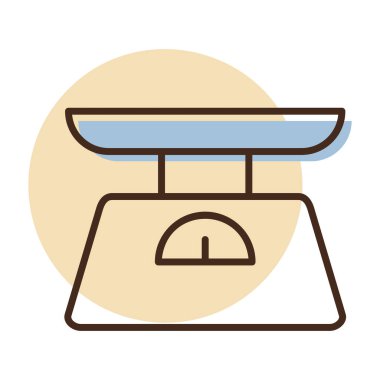 Kısmi renk dolgusu olan doğrusal bir simge klasik mutfak pullarını kadranla gösteriyor. Pişirme, pişirme ve malzeme ölçüm kavramları için idealdir.