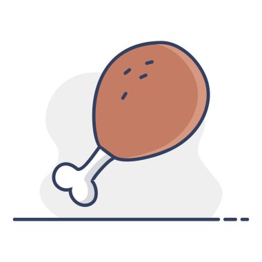 Kavrulmuş tavuk butunun basit bir sanat simgesi. Bu çizim yemek, yemek pişirme ve akşam yemeği temalı tasarımlar için mükemmel, lezzetli bir yemeği sembolize ediyor..