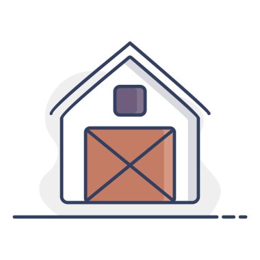 Köy ambarının basit bir sanat simgesi. Bu klasik çiftlik ve hasat sembolü tarım, kırsal ve ülke temalı tasarımlar için mükemmeldir..