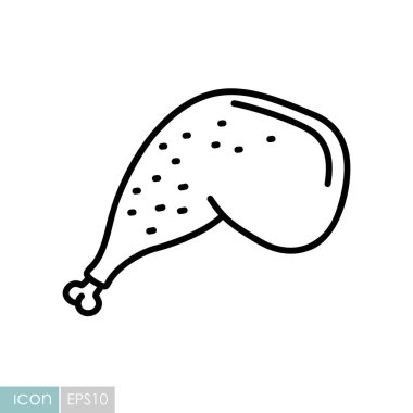 Kavrulmuş ördek bacağının basit bir siyah-beyaz çizgili sanat vektör simgesi. Hem but hem de but..