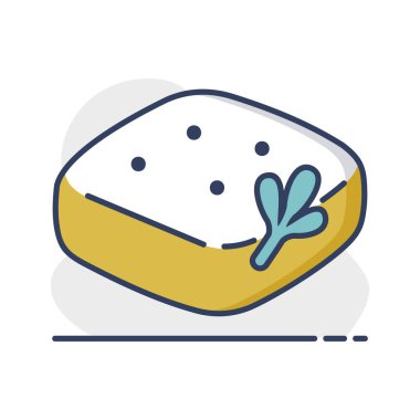 Taze pişmiş İtalyan Focaccia ekmeğinin basit bir simgesi. Temiz, modern, düz bir tasarım tasarladı. Menüler, yemek uygulamaları ve restoran siteleri için ideal.