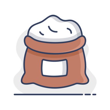 Basit bir un çuvalı ikonu, anahtar bir fırın malzemesi. Temiz, modern, düz bir tasarım tasarladı. Menüler, yemek tarifi uygulamaları ve yemekle ilgili web siteleri için ideal.