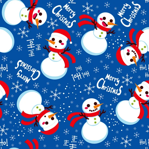 Nahtlose Weihnachten Schneemann Mit Weihnachtsmann Hintergrund Muster Fliesen Textur — Stockvektor