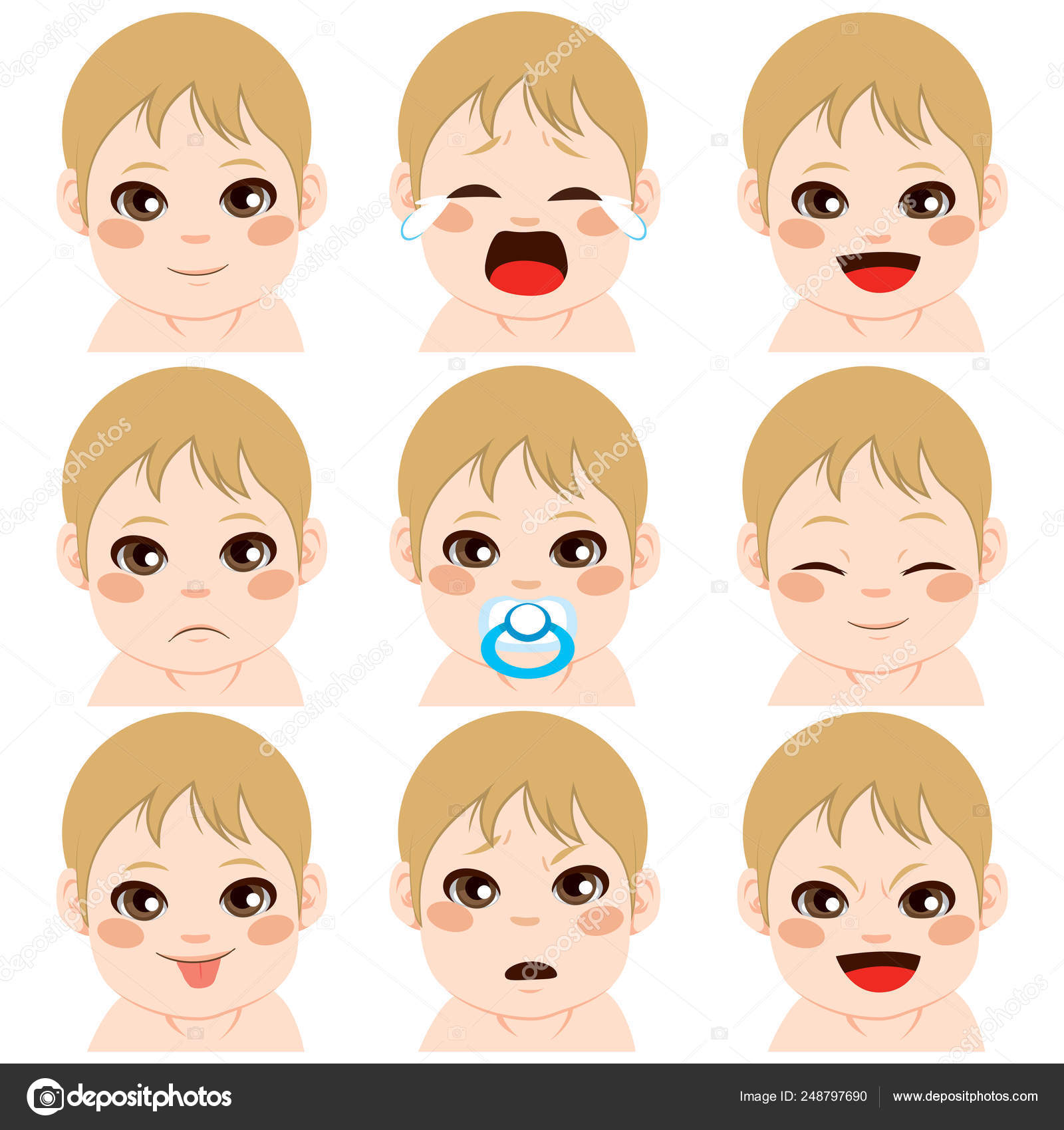 Baby Boy Expressions Stock Vector Image by ©Kakigori 248797690