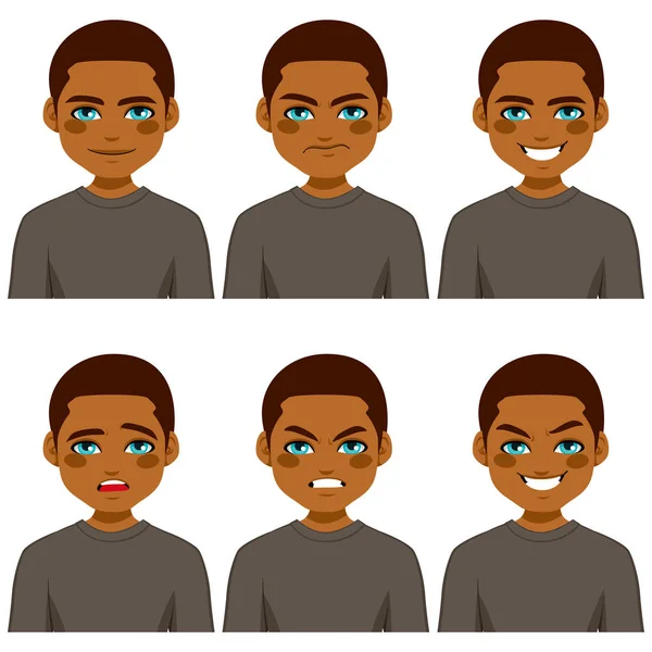 Man Avatar Expressions — Stock Vector