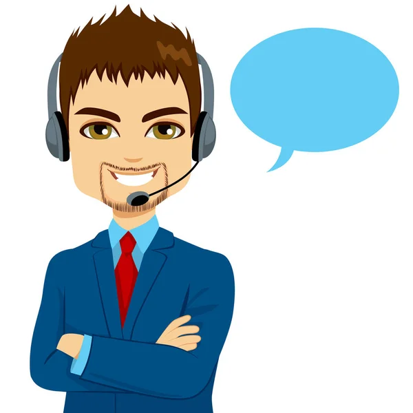 Call Center Operator Man — Stock Vector