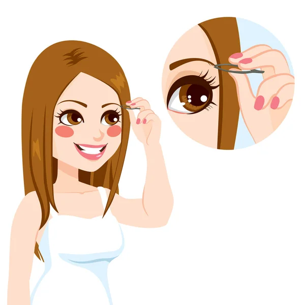 Depilating Eyebrow Woman — Stock Vector