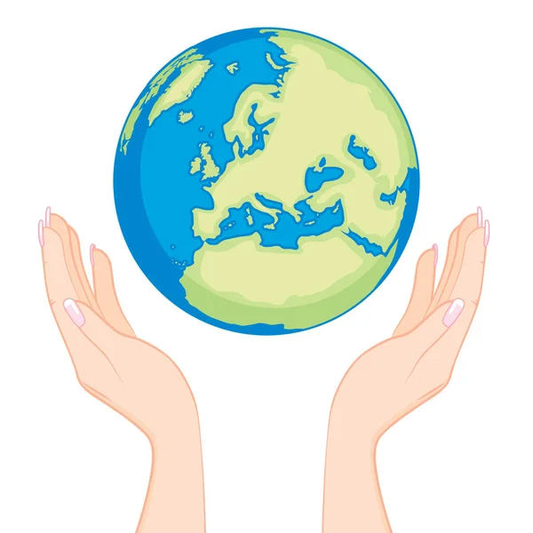 Earth Woman Hands — Stock Vector