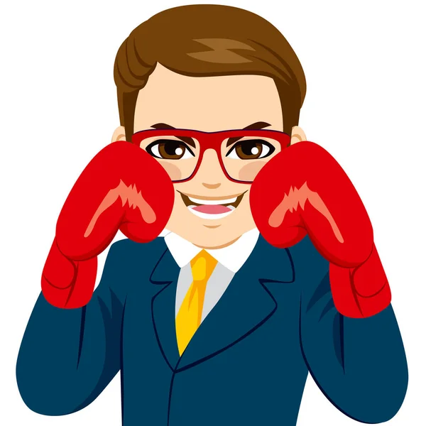 Businessman Boxing Gloves — Stock Vector