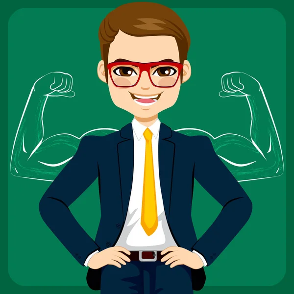 Strong Businessman Sketch Muscles — Stock Vector