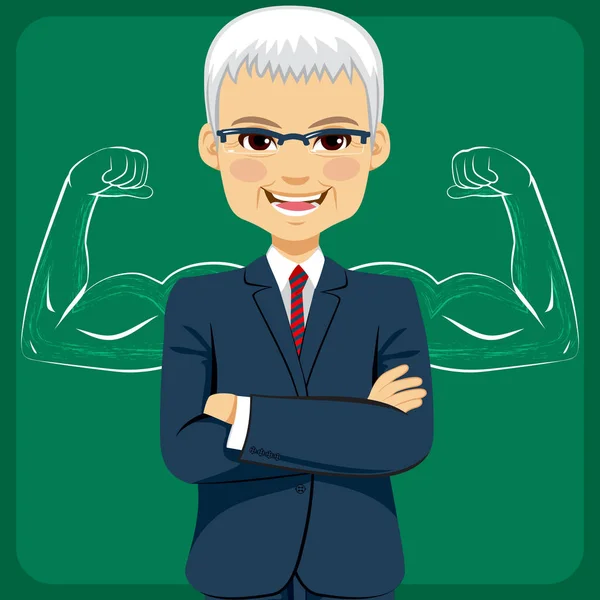 Senior zakenman sterke armen Concept — Stockvector