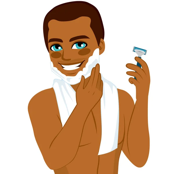 Αφρικανική αμερικανική άνθρωπος ξύρισμα — Διανυσματικό Αρχείο