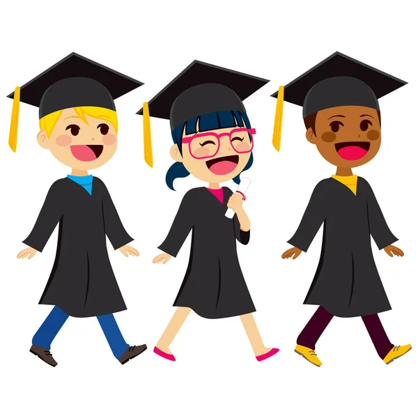 Graduation Kids Diversity — Stock Vector