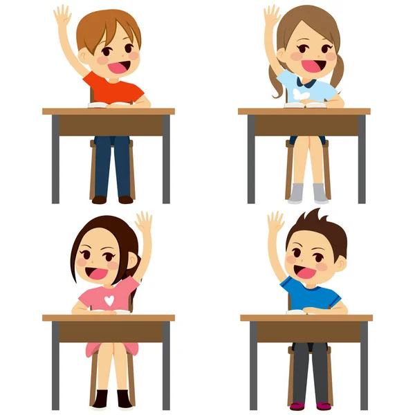 Μαθητές να κάθονται γραφεία — Διανυσματικό Αρχείο