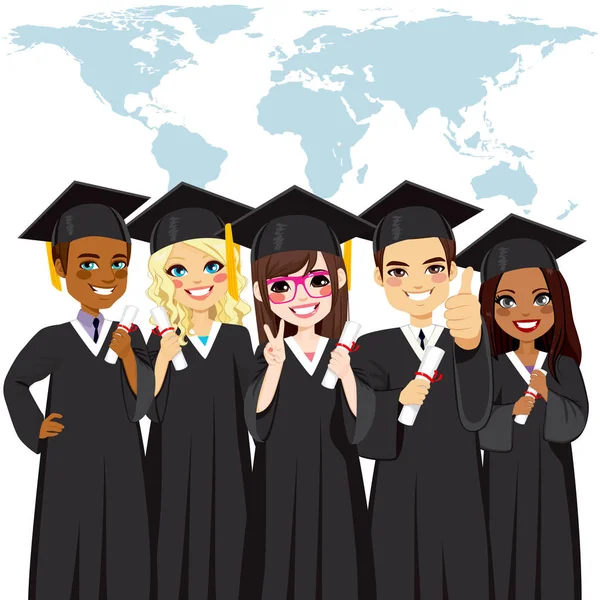毕业集团全球多样性 — 图库矢量图片