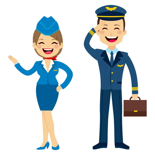 Персонажи стюардесс и пилотов — стоковый вектор