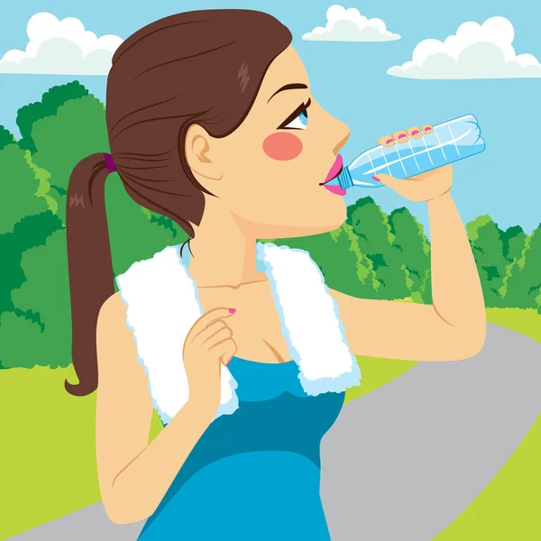 Sport vrouw drinken — Stockvector