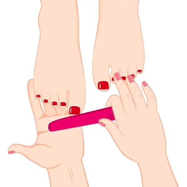 Pedikyr nagelsalongen händer — Stock vektor