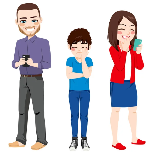 Smartphone Addiction Parents — Stock Vector