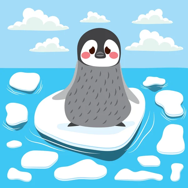 地球温暖化ペンギン — ストックベクタ
