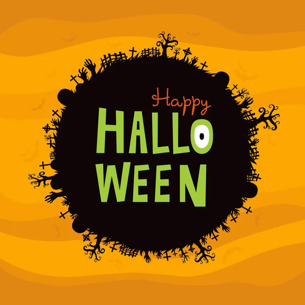 Happy Halloween Round Banner — Stock Vector